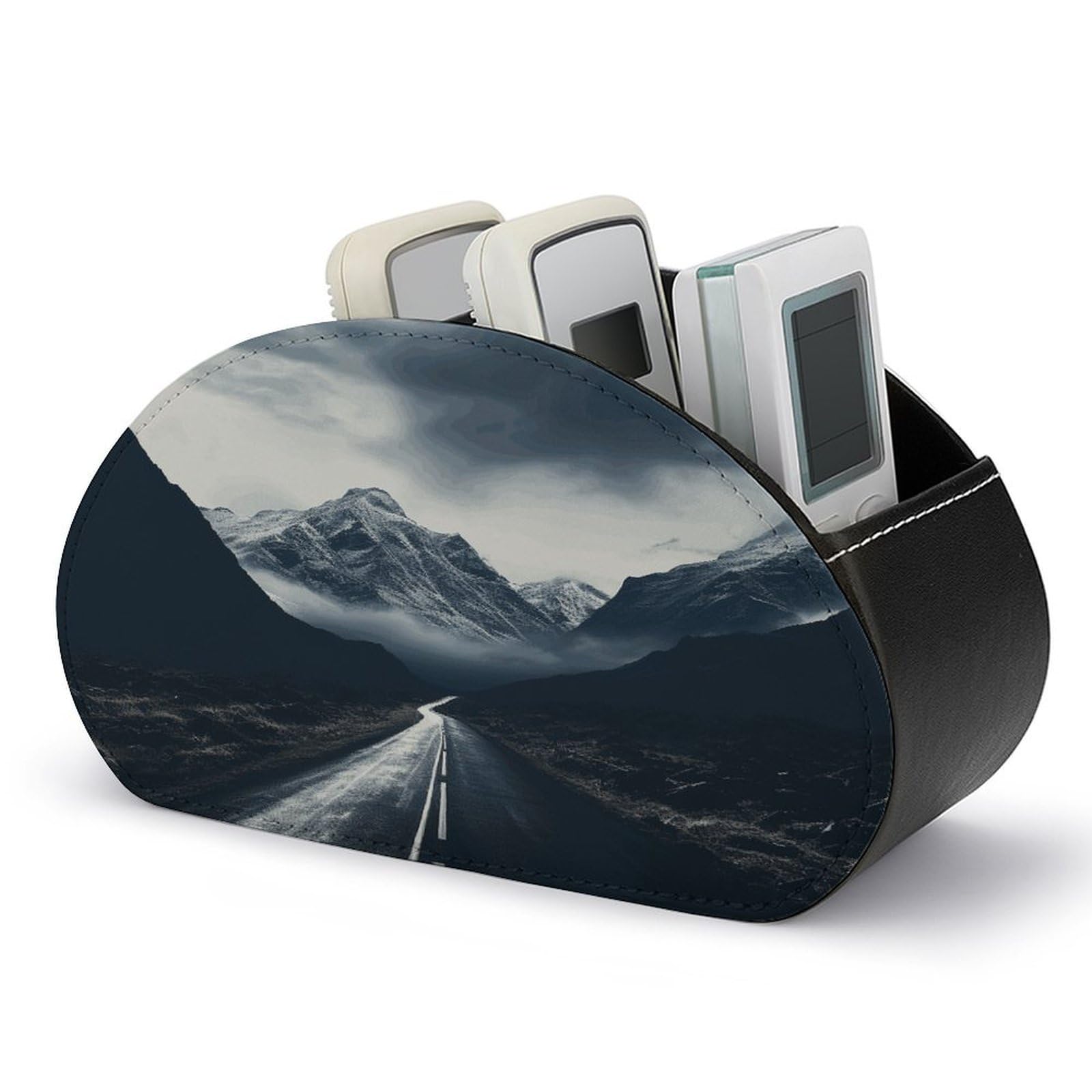 Btcowzrv Style Dark Road To Mountains Remote Control Holder With 5 Compartments