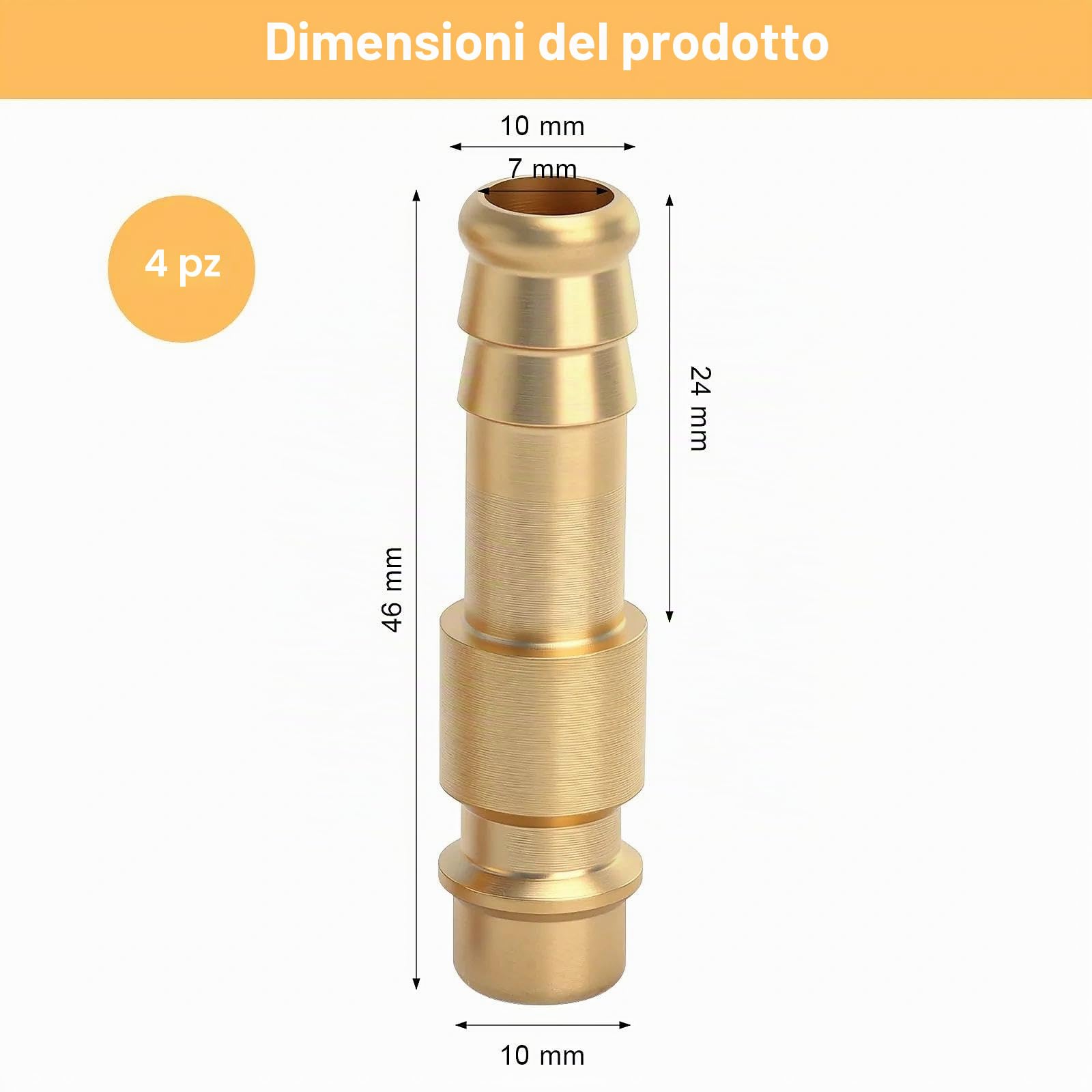 4 PCS Raccordo Aria Compressa 10mm, Raccordo Rapido per Compressore Aria | Raccordo Pneumatico, Filettato Maschio per Tubo, Connettore Innesto Rapido