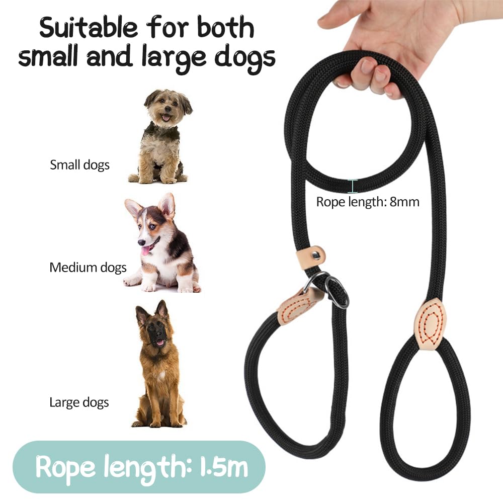 Laisse de retriever robuste et résistante aux intempéries pour chiens de toutes tailles, laisse et collier à mettre rapidement en un, 150 cm, laisse douce au pelage avec arrêt de traction intégré