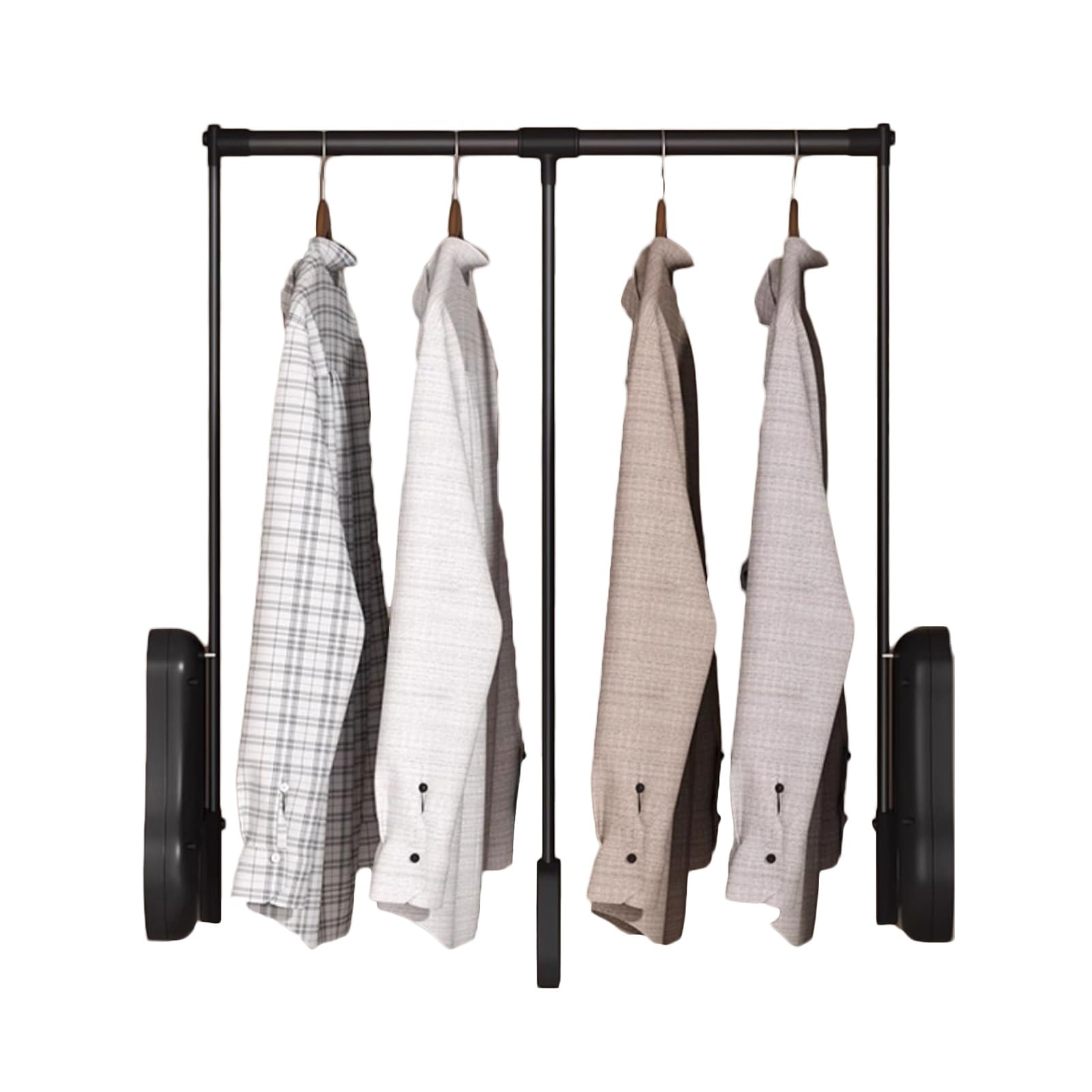 GTHTUHFD Pull Down Closet Rod With Two-Way Buffering And Easy-Grab Ring For Hanging Clothes Black-650-850mm