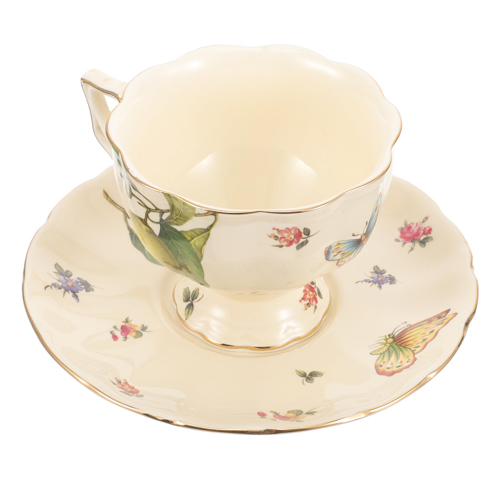 Toyvian Tazza Latte in Ceramica con Piattino Vintage Motivo e Farfalla Tazza Grande Resistente e Pratica per Tè e Caffè Casa