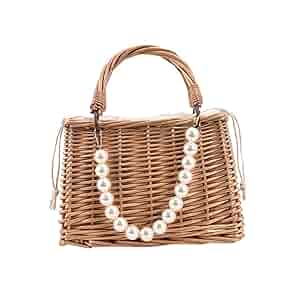 Amazon.com: LIFKOME 1pc Fashionable Straw Handbag Pearls for