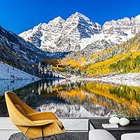 Wall Mural Landscape with Mountain and River Removable Self-Adhesive Wallpaper Wall Decoration for Bedroom Living Room - 66x96 inches