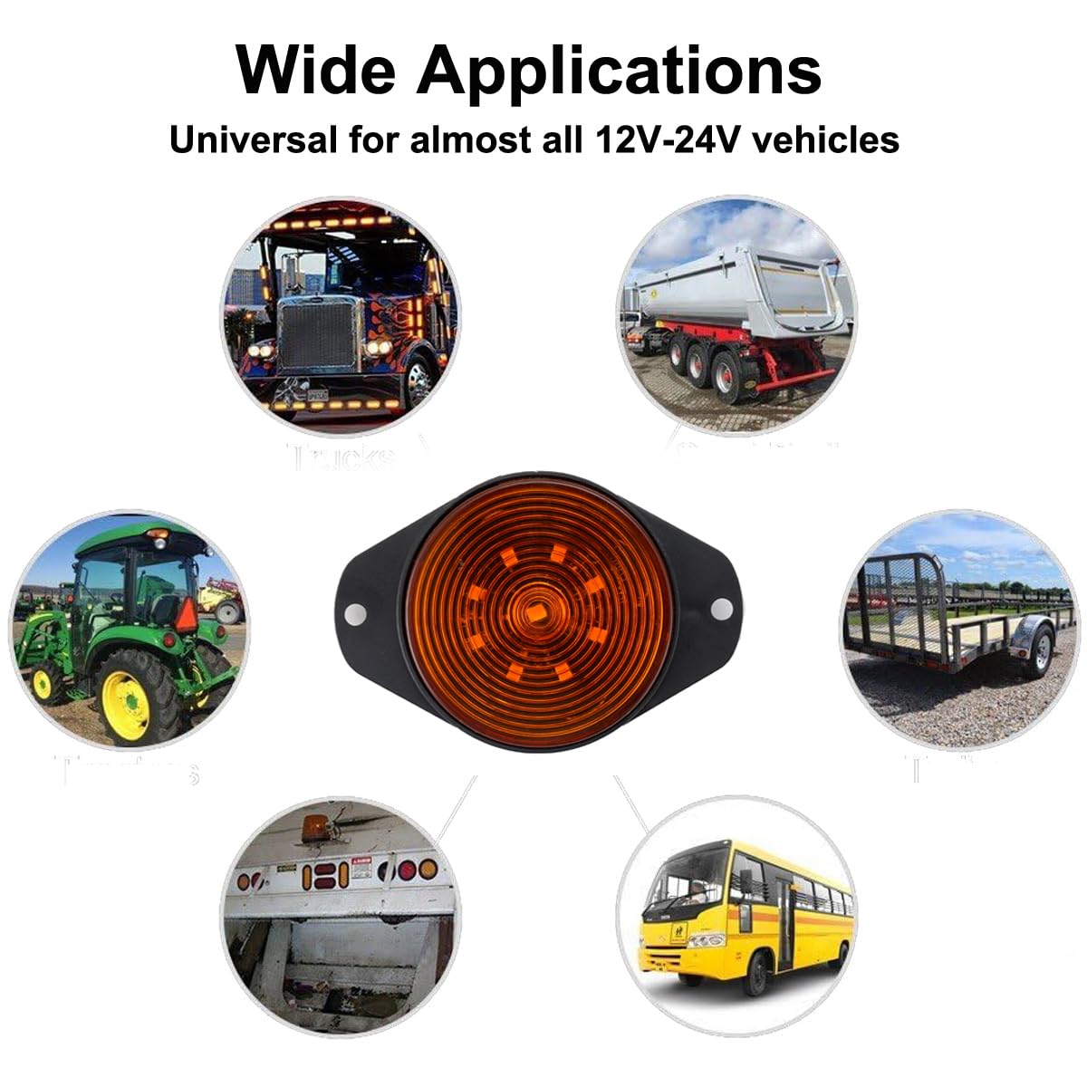 Greluma 4 Stuks LED-zijmarkeringslichten Lamp, DC 12V/24V 4 LED's Voor- en achterlicht, Rood LED-zijmarkeringslichten Markeringslichten voor aanhangwagen, vrachtwagen, ATV, SUV