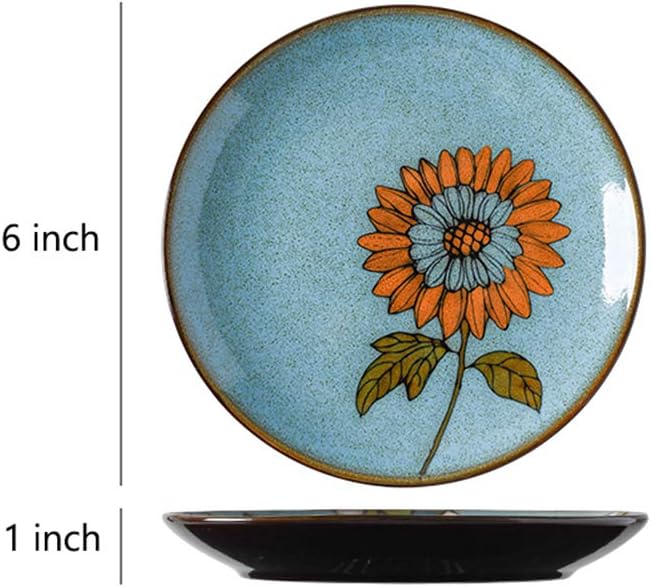 6-Inch Porcelain Snack Plate, Banquet Dessert Plate, Flower and Bird Pattern, Set of 4