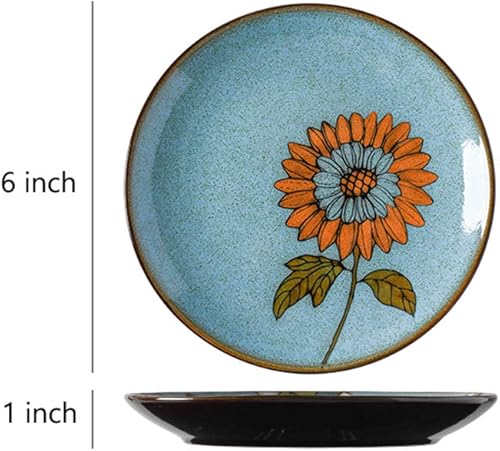 Miniatura 6 de Bicuzat - Plato para aperitivos (porcelana, 6.0in, 4 unidades), diseño de flores y pájaros