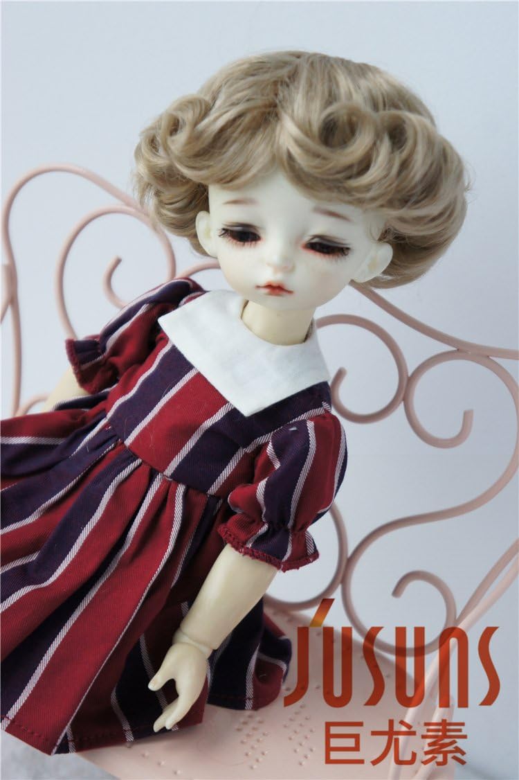 JD369 6-7inch 16-18 CM Cupid Smart Curly BJD Wigs 1/6 YOSD Synthetic Mohair Doll Hair Vinyl Doll Accessories (Light Brown)