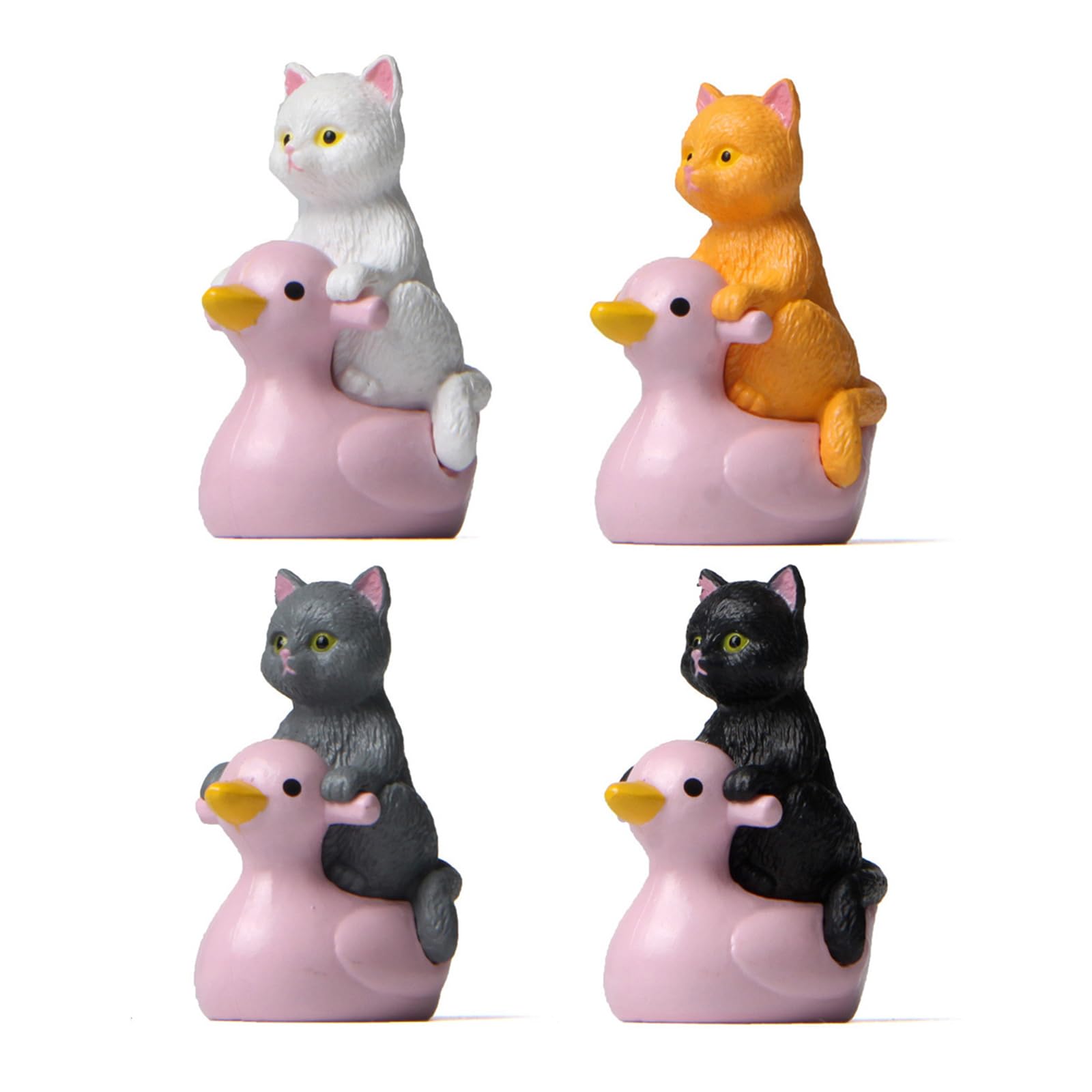 Msioytog Miniature Cats Figurines Sitting Ducks, Fairy Garden Decor, Landscape Ornament, Desktop Accessories Sitting Ducks Cats Statues