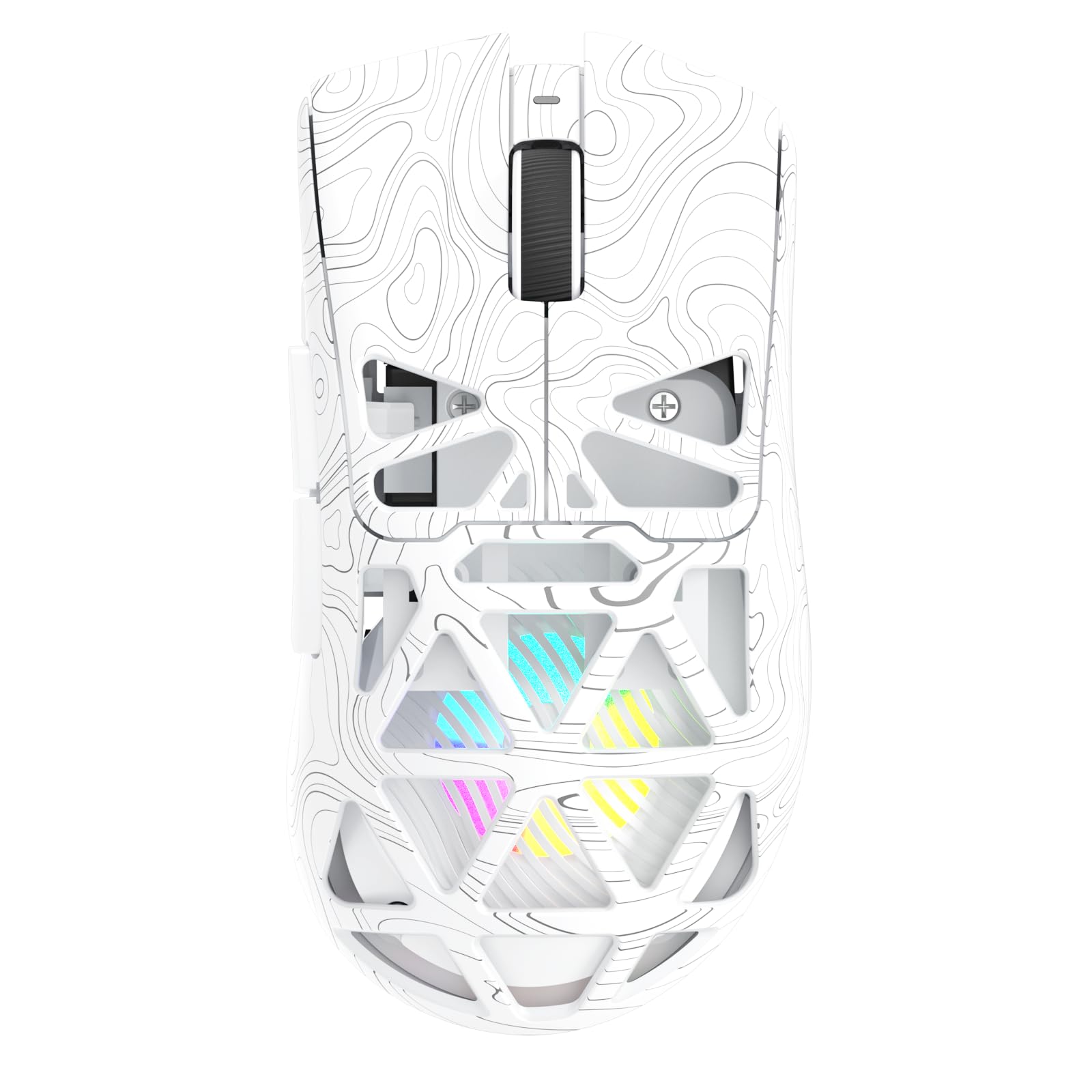 AULA SC620 Kabellose Gaming Maus,BT5.0/2.4G/USB-C,mit PixArt PAW3311-Sensor,12000DPI,8KHz,Feuertaste,7 Programmierbare Tasten,67g Leichtgewicht,400-mAh-Akku,RGB Gamer Maus für PC/Mac (Weiß-L) - 1