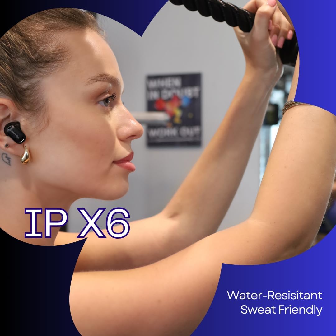 Noise Cancelling Deep Bass Earbuds, Bluetooth 5.4, 32 hours of Battery Life, Triple Driver System, Multipoint Connectivity, aptX™ Lossless, 6 Mics AI CVC 8.0 Call, LDAC Hi-Res, IPX6 Waterproof - Black