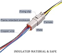 Vista 5 de Paquete de 2 Conectores Deutsch DT de 8 Pines, Conector Eléctrico Impermeable Macho y Hembra Enchufe Arnés de Cableado con 16AWG 8 Cables para Coche
