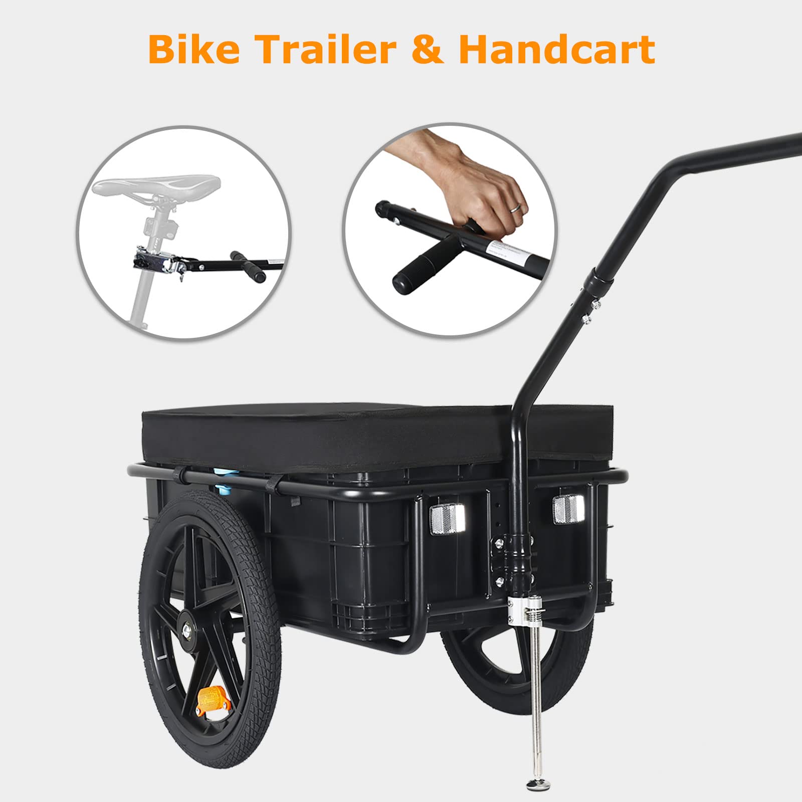 Tiggo Fahrradanhänger XL Lastenanhänger Handwagen Transportanhänger mit Kupplung Hochdeichsel