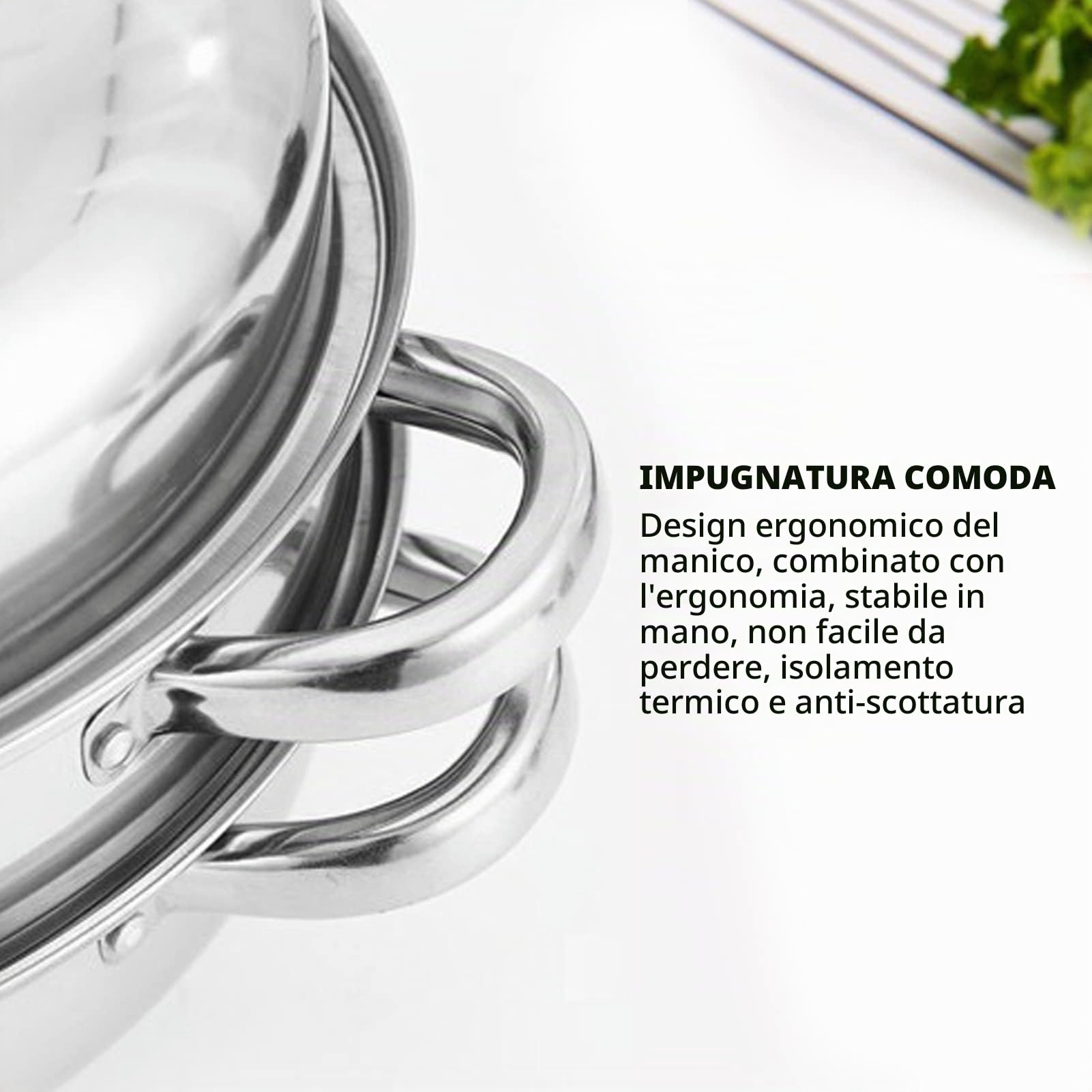 Set di Pentole per Cottura a Vapore in Acciaio Inossidabile a 2 Strati, Pentola a Vapore per Cucinare, Padella per Tutti i Giorni, Set di Pentole per Cottura a Vapore, con Coperchio in Vetro, Padella