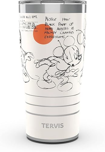 Tervis Traveler - Vaso aislado de triple pared de Mickey Mouse Melody de Disney mantiene las bebidas frías y calientes, 20 onzas, acero inoxidable