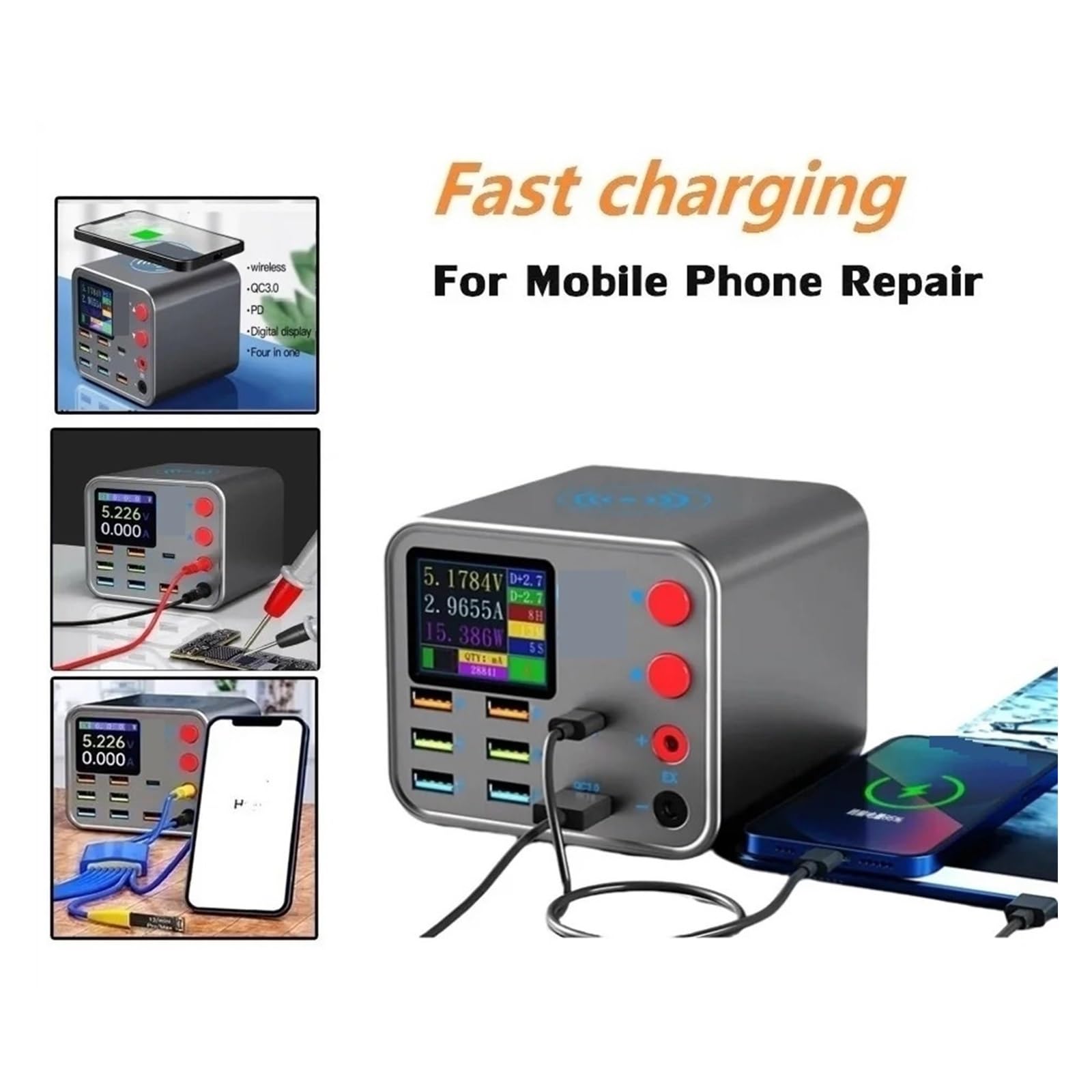 Caricatore Wireless A Ricarica Rapida USB PD 8 Porte Con Funzione Di Riparazione Anti Cortocircuito Alimentazione Del Telefono Cellulare Capacità Di Ricarica Rapida(A)