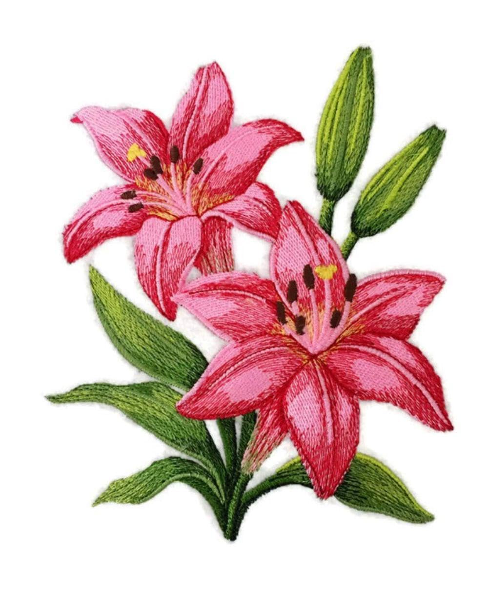 Amazon.com: BeyondVision Pink Lily Blooms Embroidered Patch