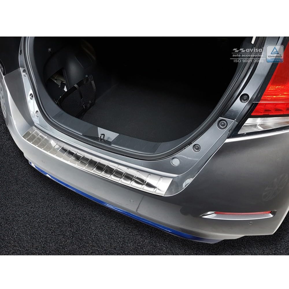 Avisa Stainless Steel Rear bumper protector compatible with Nissan Leaf II 2017-2021 & FL 2021- 'Ribs'