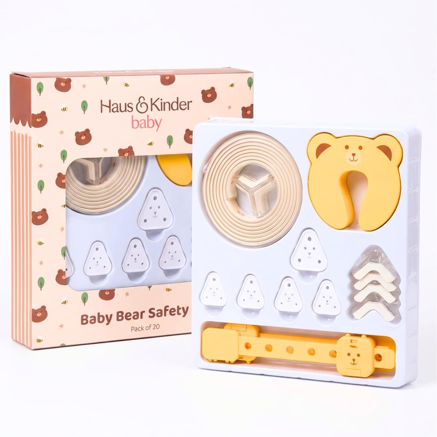 Haus & Kinder Baby Bear Safety Kit ? 20 Pieces Complete Baby Proofing Set with Edge Guards, Corner Protectors, Socket Covers, Door Stoppers & Cabinet Locks (6 Months ? 3 Years)-image-40