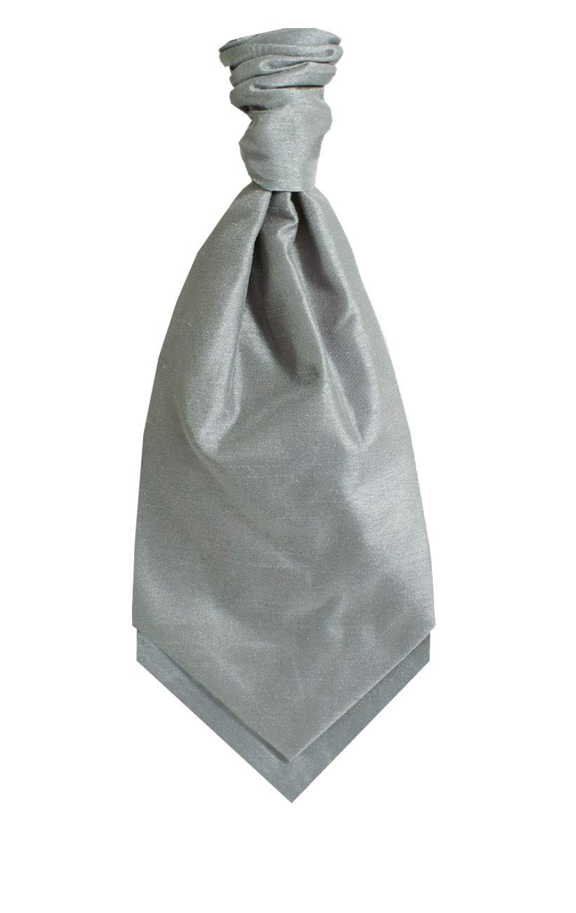 Dobell Mens Silver Cravat Dupion Satin-Feel Pre-Tied