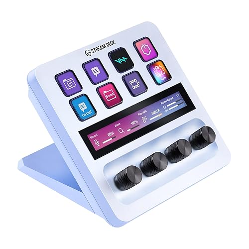 Elgato Stream Deck + White, Audio Mixer, Production Console and Studio Controller for Content Creators, Streaming, Gaming, with customizable touch strip dials and LCD keys, works with Mac and PC