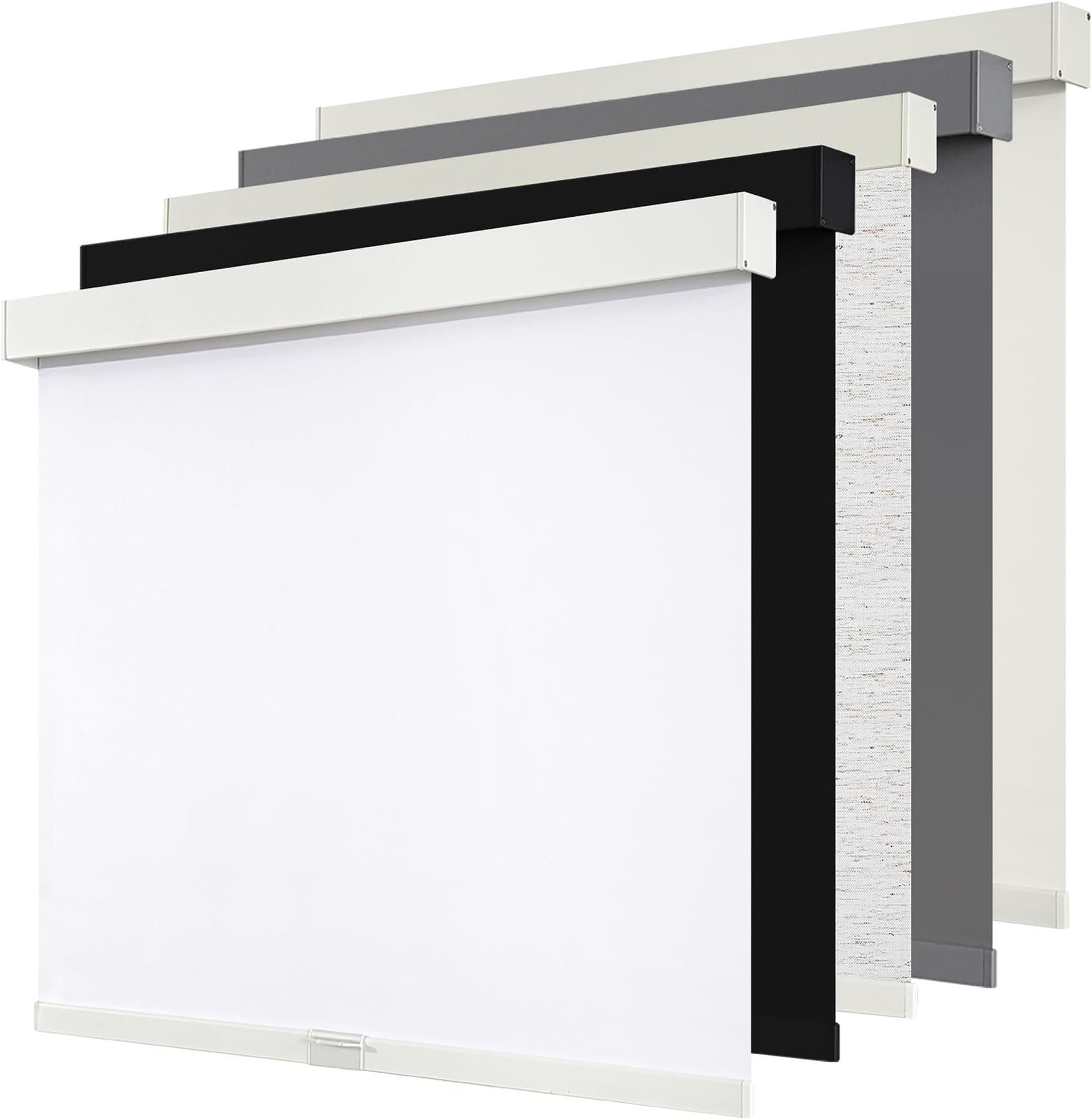 SUNOFF Cordless Blackout Roller Shades Blinds for Windows Free-Stop,Pull Down Room Darkening with Valance,Thermal Insulated Woven Fabric Window Door Blinds for Home,Office,White 34" W x 72" H