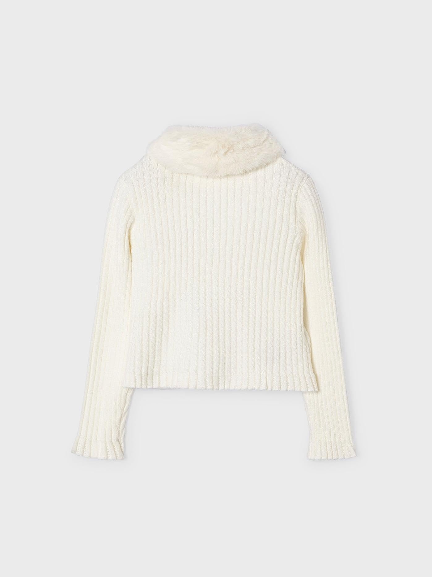 Mayoral Cardigan Tricot Colletto pell per Bambine e Ragazze Beige