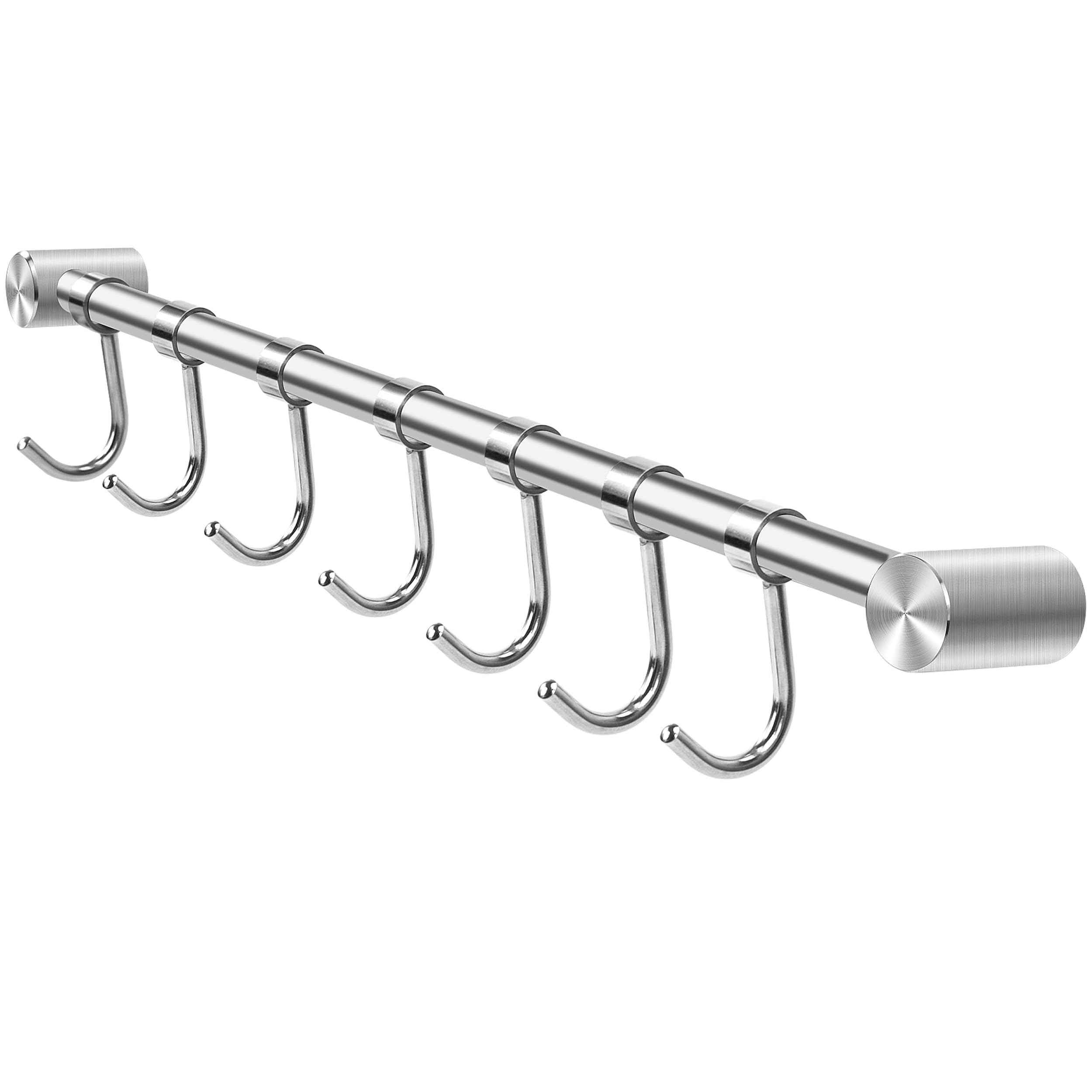 Barra Portautensili da Cucina in Acciaio Inox, Listello Appendiabiti da Cucina da 40cm, Porta Utensili con 7 Ganci Mobili, per Pentola, Mestolo, multiuso bagno, garage, armadi