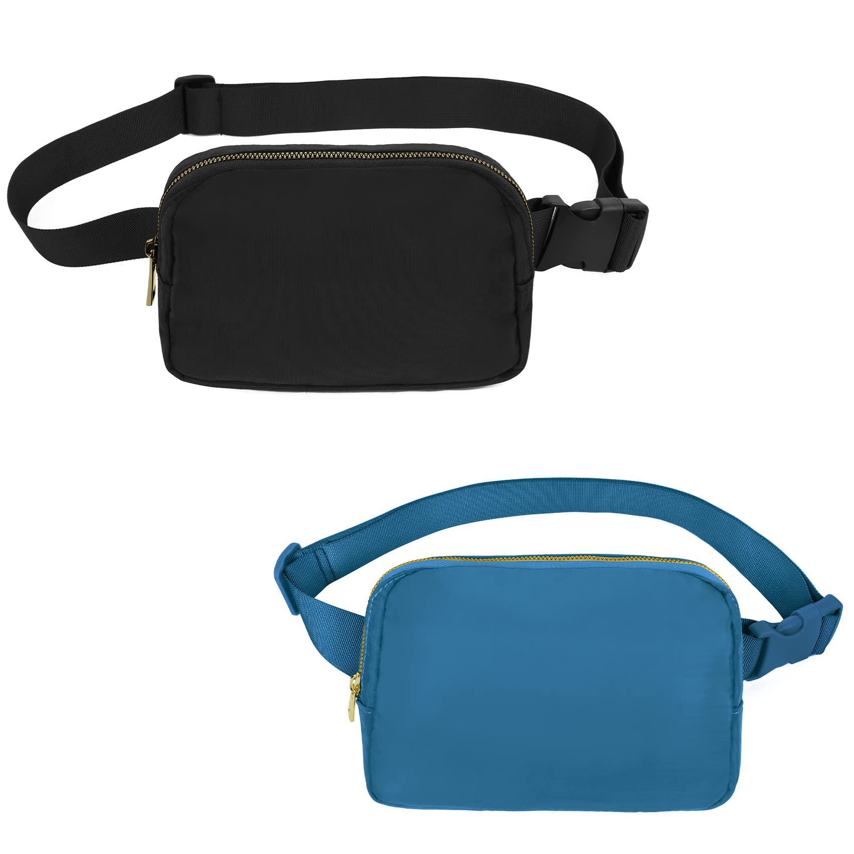 VOROLO Fanny Pack For Women And Men Crossbody Bag Black+Blue