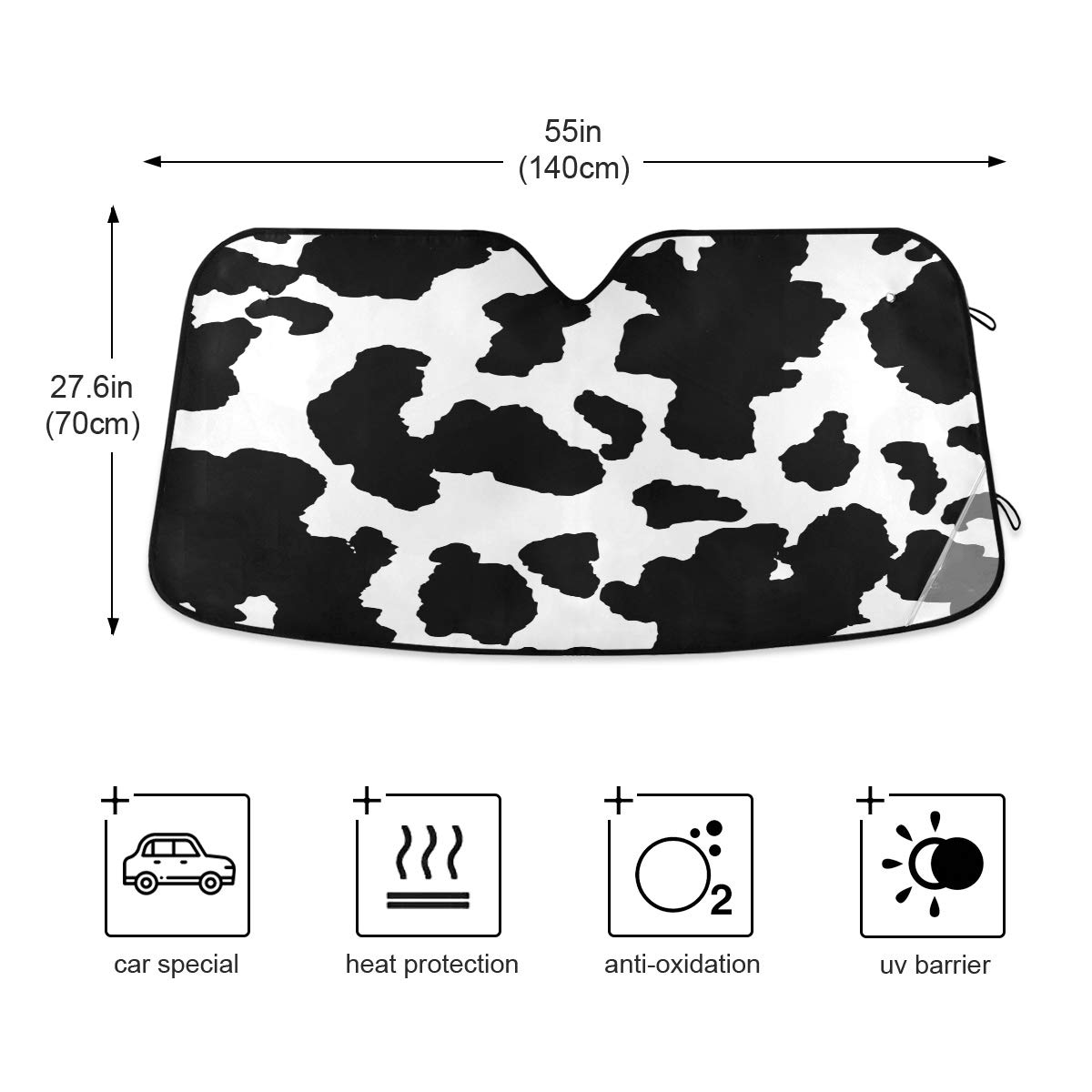 Qilmy Parasol plegable para parabrisas de coche, protector de visera de vaca divertido para bloquear los rayos UV y mantener el vehículo fresco, refrigerador de vehículos, camión SUV