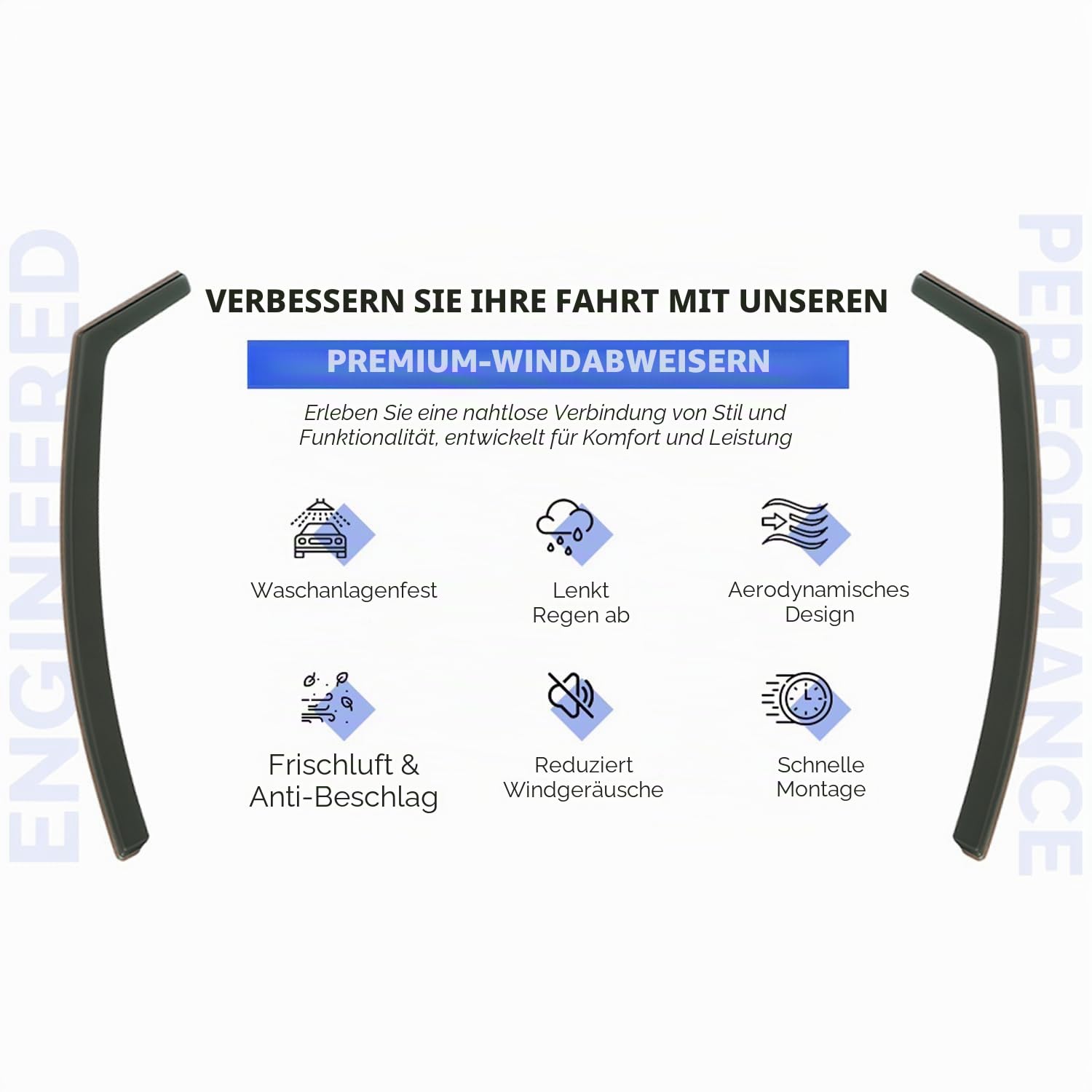 Set mit 2 Windabweisern Kompatibel mit VOLKSWAGEN CADDY 2021 2022 2023 2024 2025 2026 Modelle.