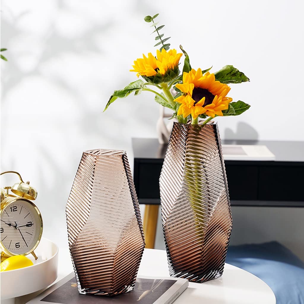 Wazon Dekoracyjny Wazon, Nowoczesny Geometryczny Szklany, Kwiatowy Home Decor Centerkietki Wazony do dekoracji aranżacji kwiatowej Dekoracja Domu(29cm)