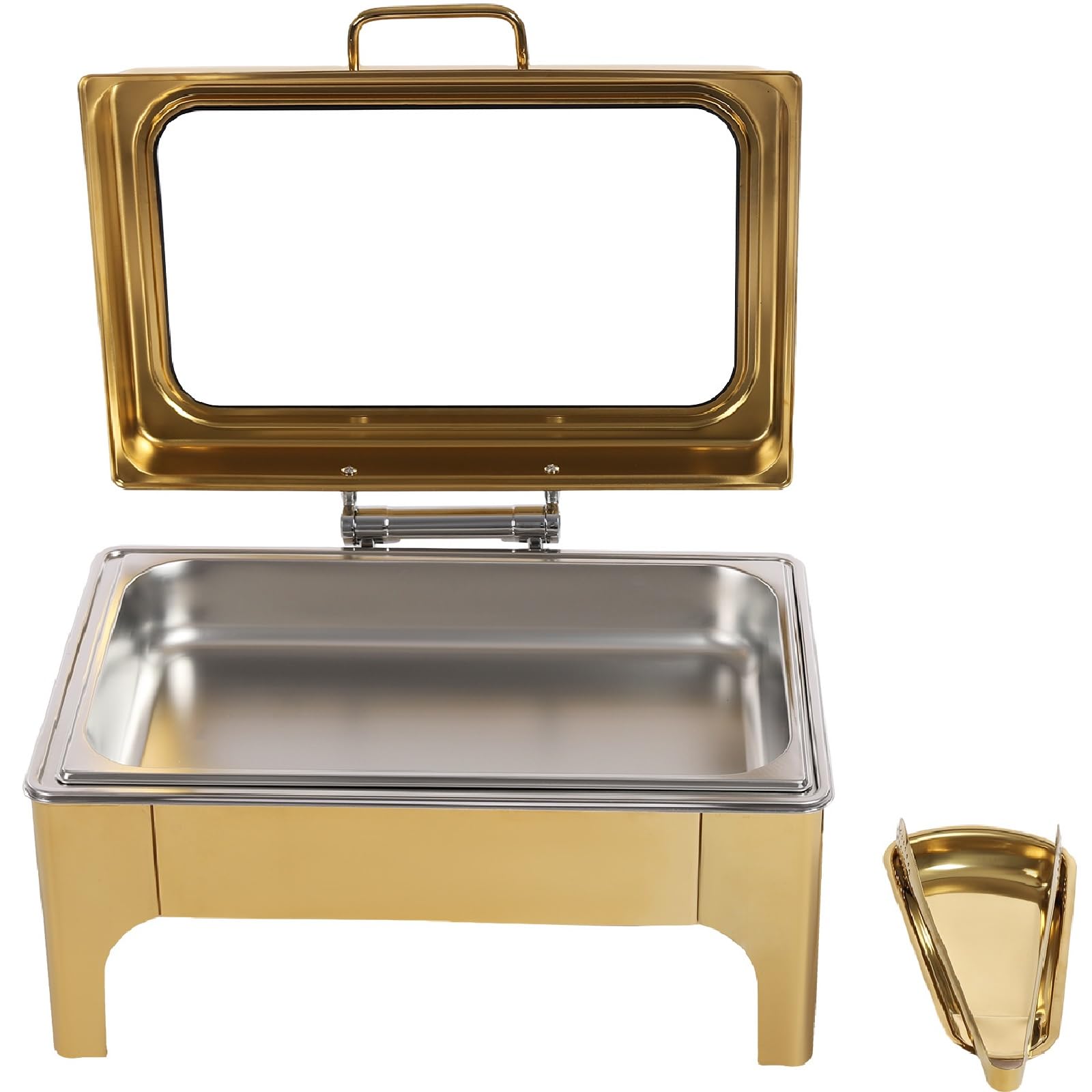 Edelstahl Buffet-Warmhalteplatte Mit Goldrahmen – Produktbild-Vorschau 3