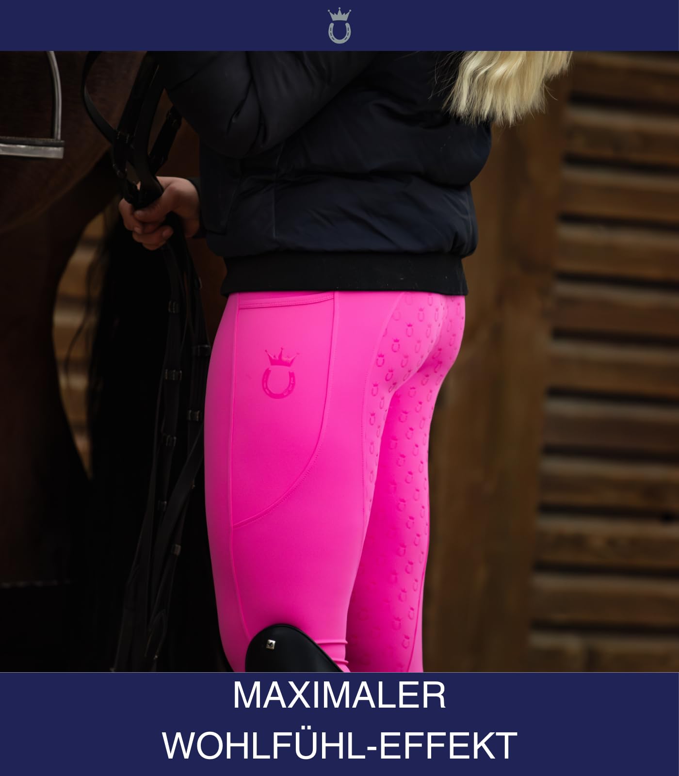 Royal Horsemen Reitleggings Damen & Mädchen (Gr. XXS-XL) - Silikon Vollbesatz - Bequeme Highwaist Reithose - Mit Handytasche und Gürtelschlaufen