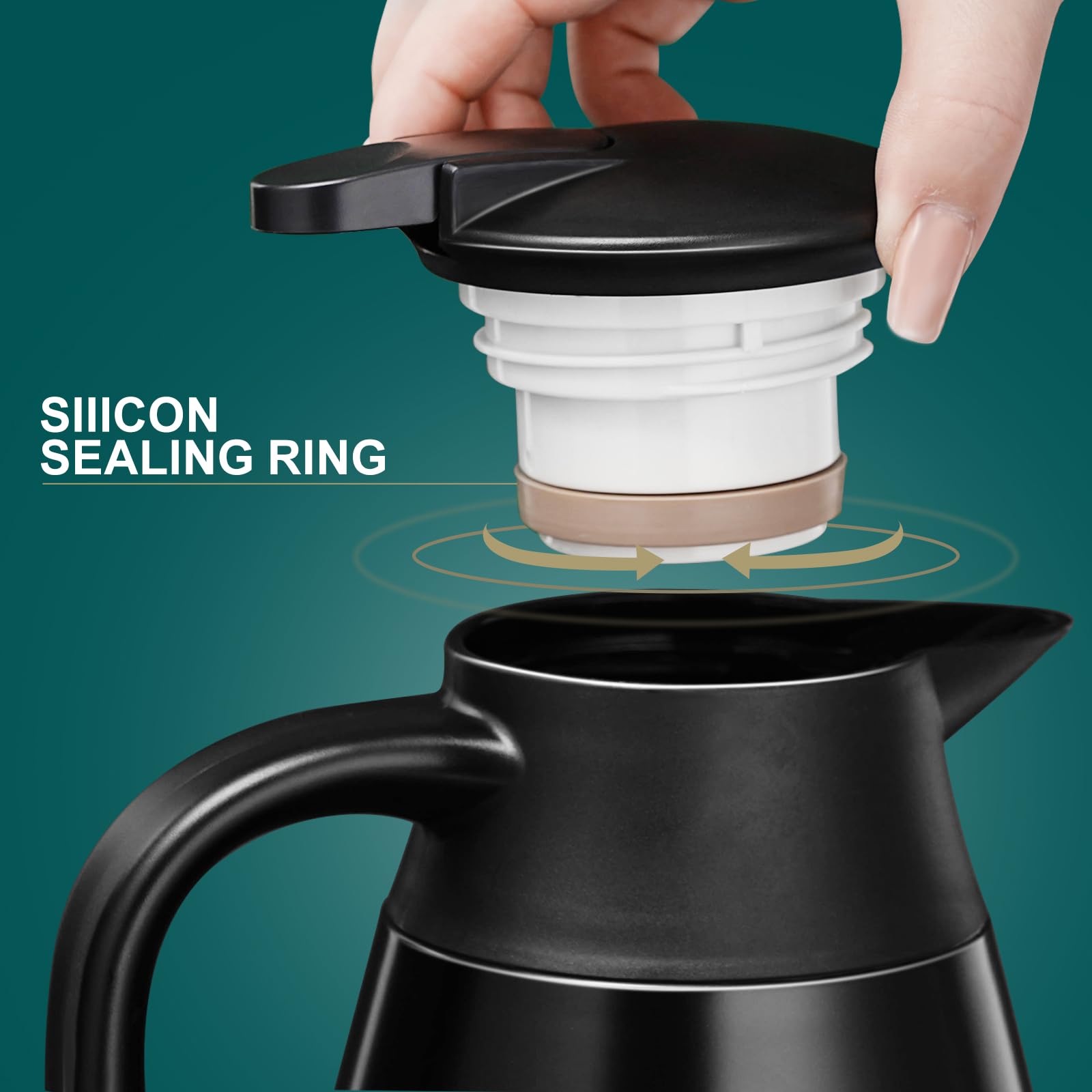 PARACITY Caraffa Termica per Caffè e Tè - 1,5 L, Doppia Parete Isolata Sottovuoto, 18/8 Acciaio Inox, Mantiene Caldo