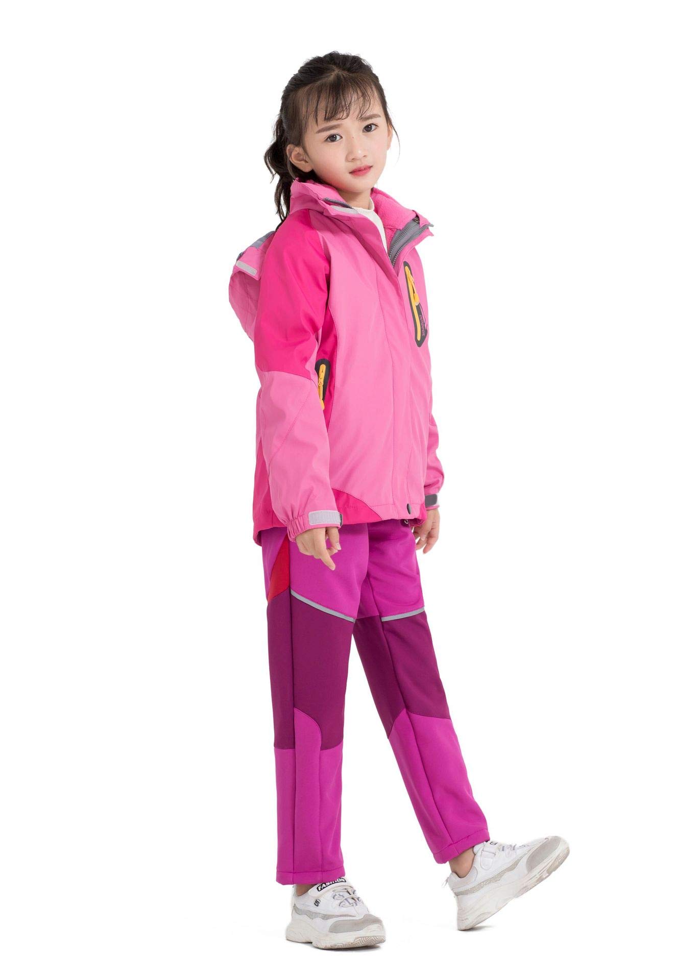 Echinodon Kinder Softshellhose mit Reflektor Gefüttert Hose Wasserabweisend Winddicht Atmungsaktiv Jungen Mädchen Outdoor Wandern Freizeit Hose Herbst Winter