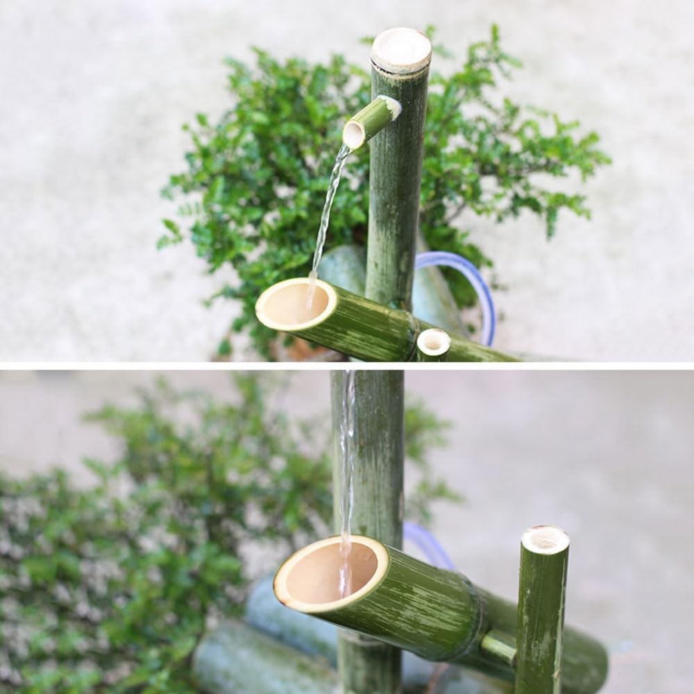 Handgefertigter Bambus-Wasserbrunnen für Zen-Gärten, Teiche und Aquarien