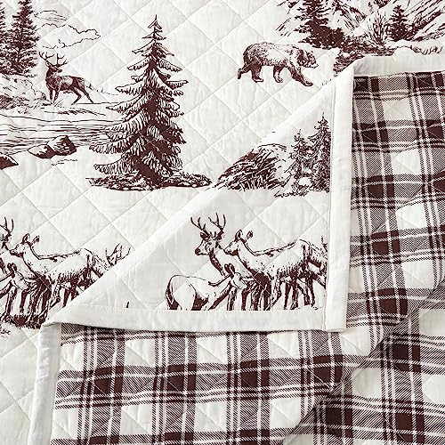 Image of Paseo Road White Pine White Brown Full /Queen 3 Piece Quilt Set