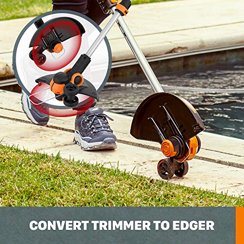 Worx WG162 20V 12” Cordless String Trimmer/Edger, Battery and Charger Included,Black and Orange