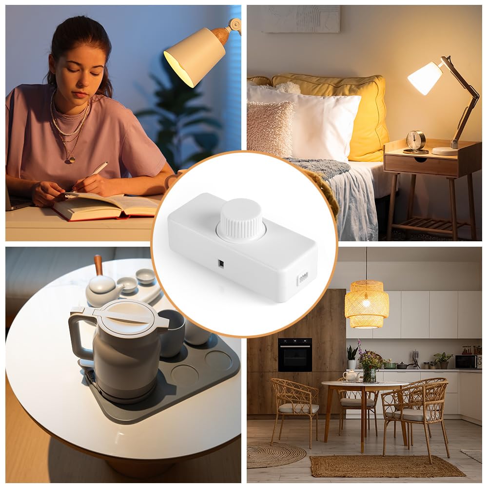 AXFEE Interruptor Regulador de Luz, Dimmer Led 220V, 220V-240V AC/50hz Regulador Intensidad Led, Potenciómetro Regulador de Luz con Interruptor, para 3-100W Lampara LED y Bombillas Regulables, Blanco