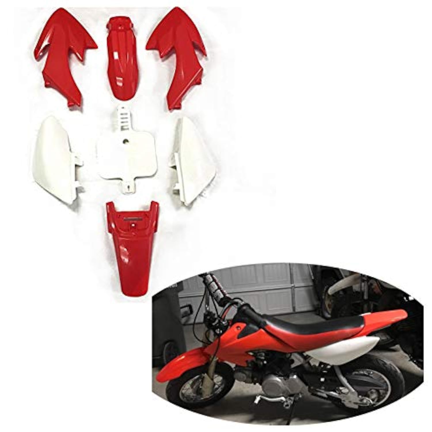 HONGK- Motorctcly Red Plastic Fender Kit Body Work Fairing Kit Compatible with CRF XR XR50 CRF50 Clone 125CC Pit Dirt Bike [B01BI85V1U]