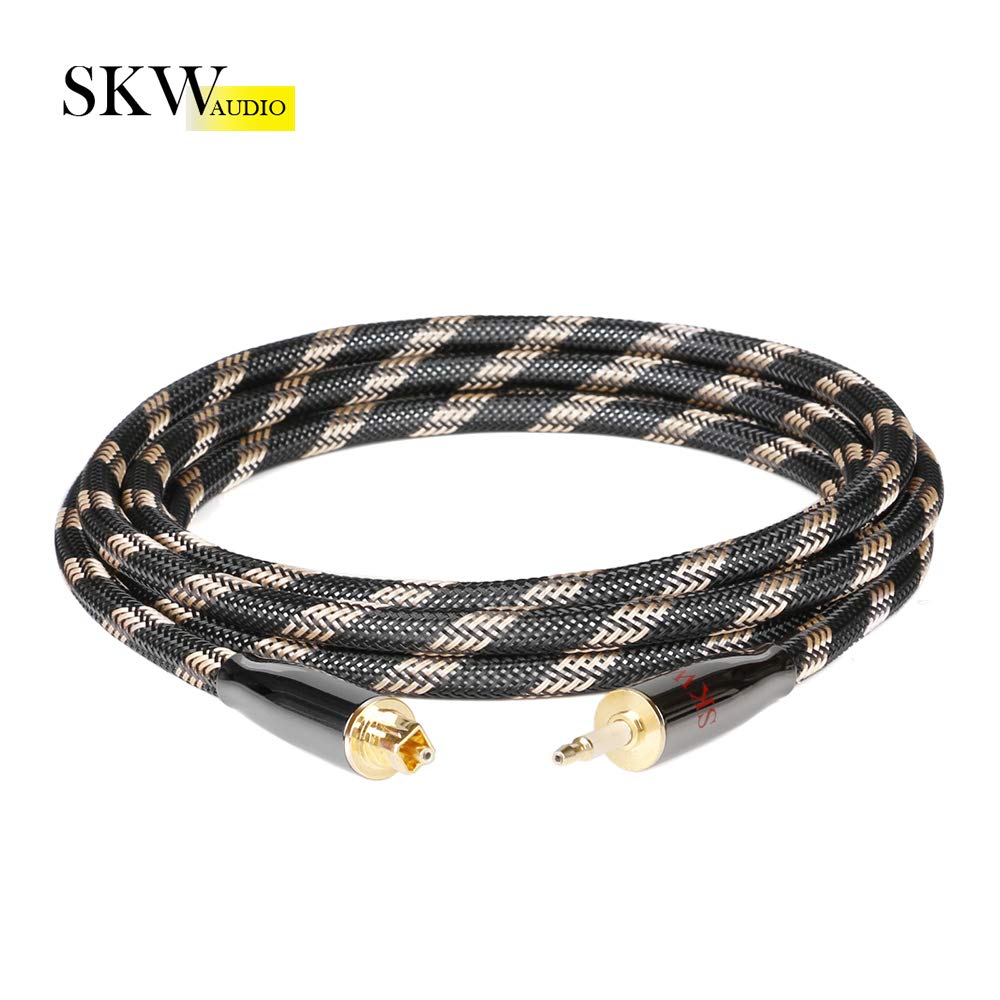 SKW Câble Optique Mini TOSLINK, Câble Optique Audio Numérique(S/PDIF), Transmet les signaux audio numériques à un TV/amplificateur/équipement HiFi (1M, noir)