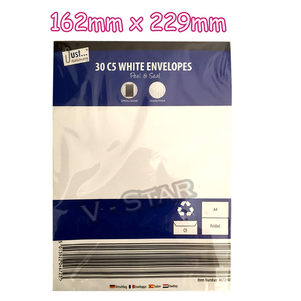 C5 C6 C7 DL Size White Brown ENVELOPES (C5 - White - 60 Packs)