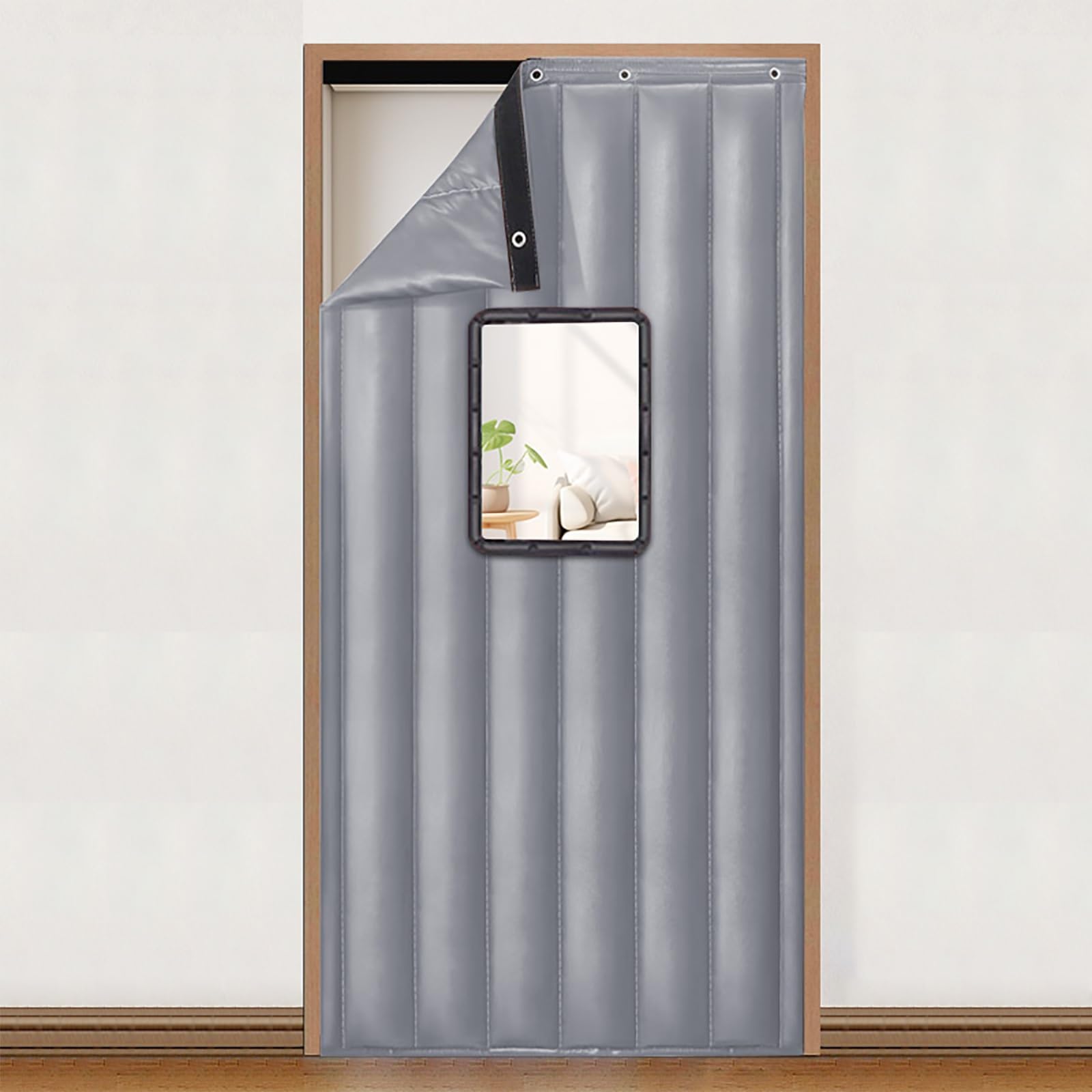 Rideau Occultant Thermique Gris 80x220cm Isolant et Anti Bruit