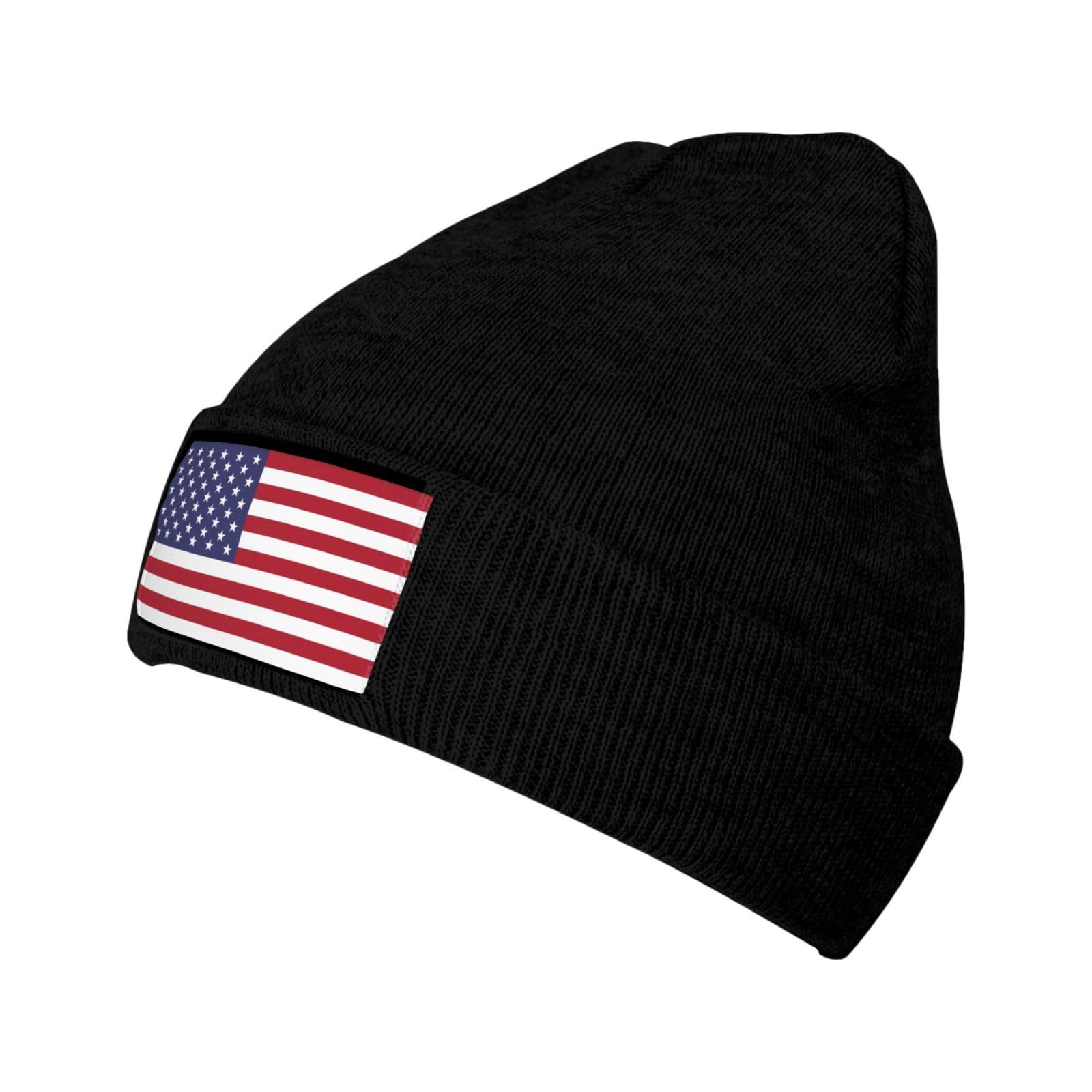 ASYG Cute USA Flag Hats Men Women Slouchy Beanie Hat Winter Knit Caps Soft Ski Hats Unisex