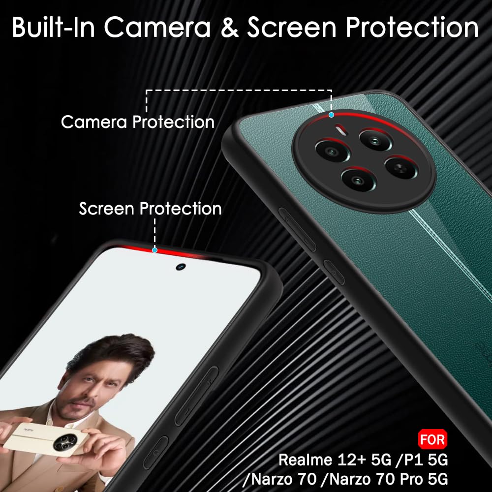 TheGiftKart Hybrid Sleek Armor Back Cover Case for Realme 12 Plus 5G / Realme P1 5G / Narzo 70 / Narzo 70 Pro 5G | 360° Protection | Crystal Clear Hard Back Transparent Cover (PC & TPU, Black Bumper) TheGiftKart Hybrid Sleek Armor Back Cover Case for Realme 12 Plus 5G / Realme P1 5G / Narzo 70 / Narzo 70 Pro 5G | 360° Protection | Crystal Clear Hard Back Transparent Cover (PC & TPU, Black Bumper)