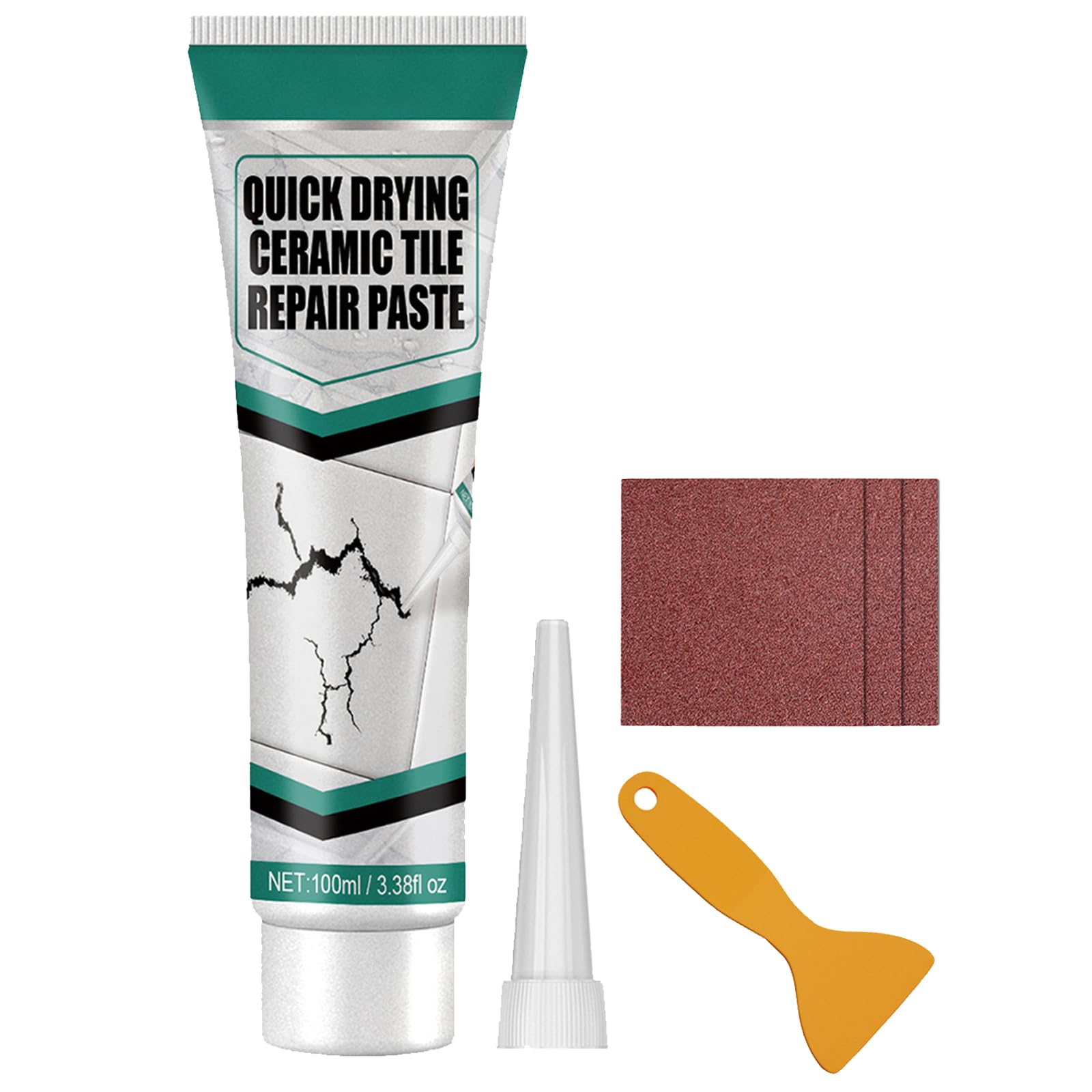 Pasta per Riparazioni in Porcellana,Riparazione di Piccoli Fori per Piastrelle di Ceramica,Ceramic Tile Repair Paste,Riparazione Di Piccoli Fori Ad Alta Resistenza,Kit Riparazione Vasca Bagno Bianco