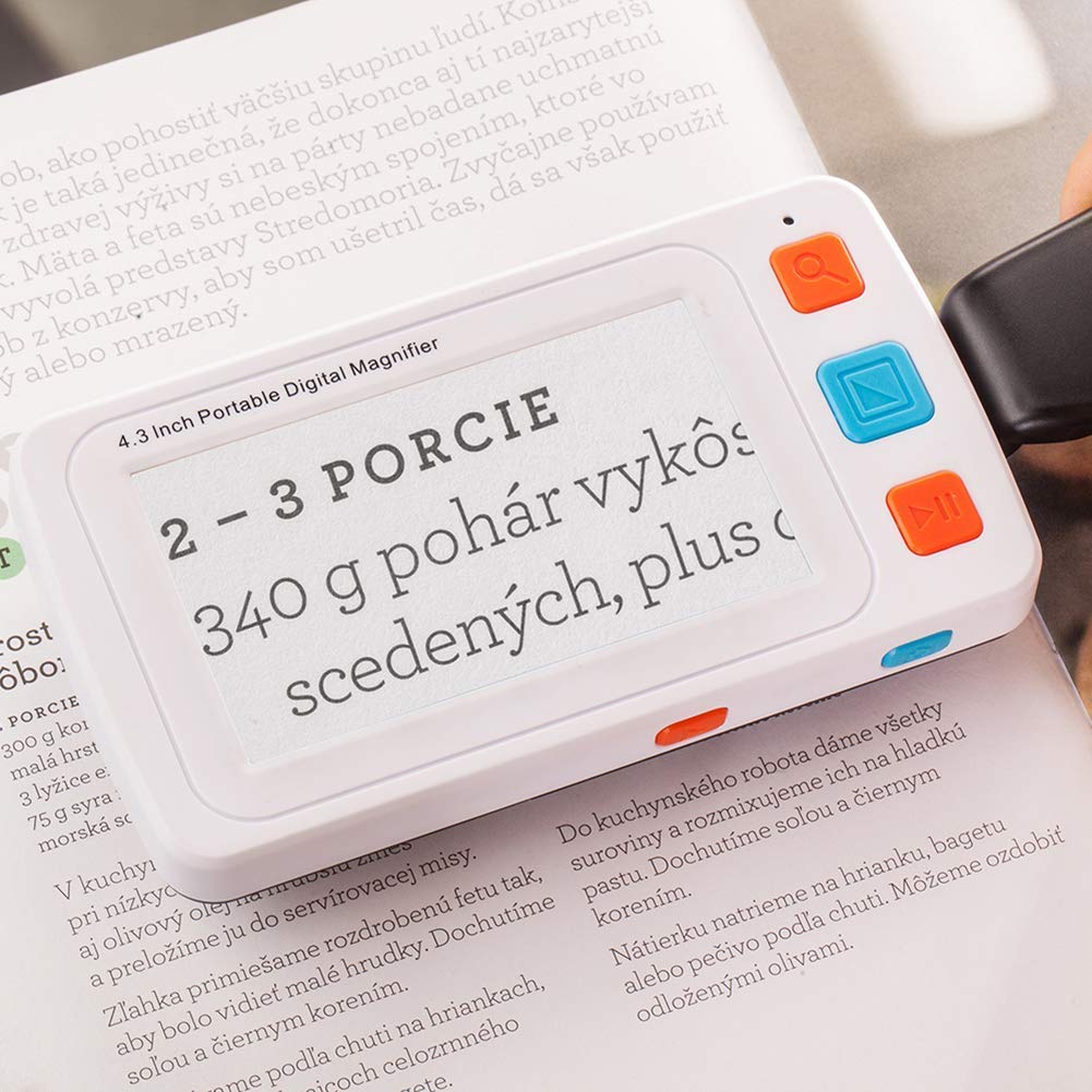 Lupas, Lupa de Bolsillo electrónica portátil con Pantalla LCD a Color de 4,3 Pulgadas, para Lectura y Baja visión.