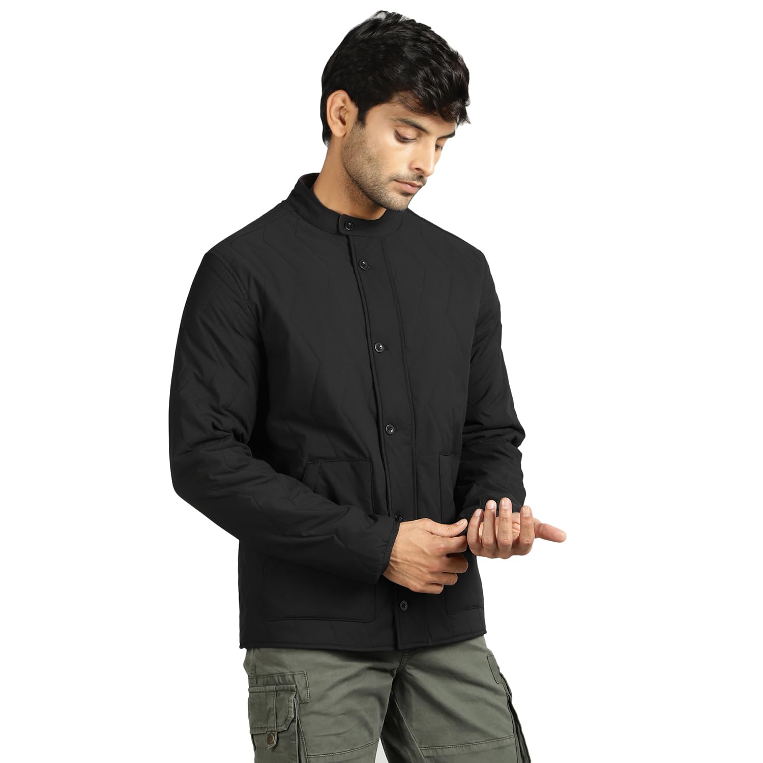 Royal Enfield QUILTED MLG HERITAGE Short Length JACKET BLACK (M) 40 CM | Material: 100% NYLON | Fabric: NYLON | Type: FRONT OPEN JACKET | Style : QUILTED MLG HERITAGE | Gender: MEN'S-picture-25
