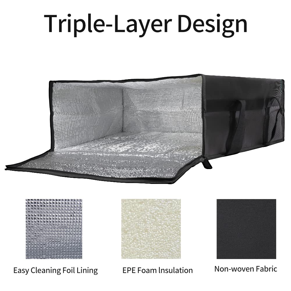 Bodaon Insulated Pizza Delivery Bag, 20" x 20" x 8" Pizza Warmer Bags for Carry Hot, Insulated Food Delivery Bag, Insulated Grocery Bags, Black, 1-Pack - Image 5