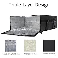 Vista 226 de Bodaon Paquete de 1 bolsas de compras reutilizables aisladas, bolsa enfriadora de picnic XL con cremallera superior para frío, bolsa aislada